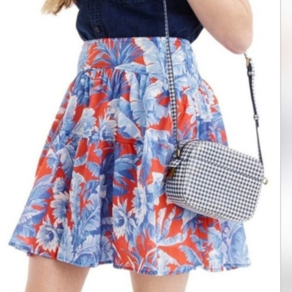 J. Crew Ratti Rio Floral Tiered Mini Skirt Size 2